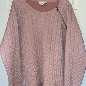 Two By Vince Camuto Quilted Knit Pullover Sweater with Zip Detail XL